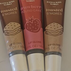 Bath & Body Works Lip Gloss Trio - Toasted S'mores & Strawberry Pound Cake